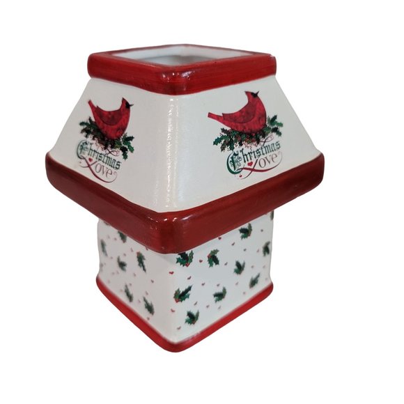 Charles Wysocki Christmas candle lamp cardinal bird mistletoe red and white - Picture 5 of 7